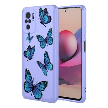 Imagem de HTXWXJC Capa de telefone para Redmi Note 10S, capa para Redmi Note 10 4G, capa Xiaomi Poco M5s à prova de choque flexível bumper TPU capa macia padrão borboleta capa de telefone para Xiaomi Redmi
