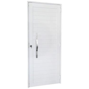 Imagem de Porta de Giro em Alumínio Lambri Branco 215x100x4 cm Puxador Esquerda 