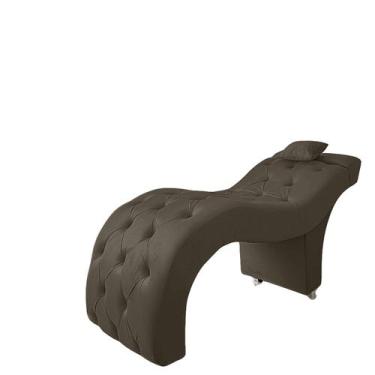 Imagem de Maca Estofada Estética Inclinada Veludo Marrom Brida - Meu Estofado