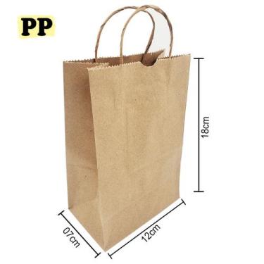 Imagem de 10 Sacolas de Papel Kraft Pardo Delivery C/ Alça (com TAG de agradecim