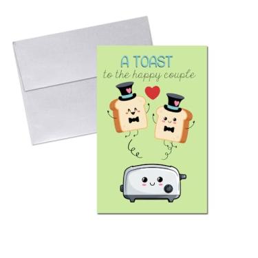 Imagem de Cartões de casamento engraçados para gays recém-casados – Brinde ao casal feliz, pão e torradeira, saudação temática para noivo e noivo Dia do casamento, cartão de parabéns 10 x 15 cm com
