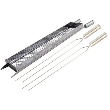 Imagem de Grelha Cesto + 2 Espetos Duplos Inox 70cm, Coração, 78cm G - LAURINDOS