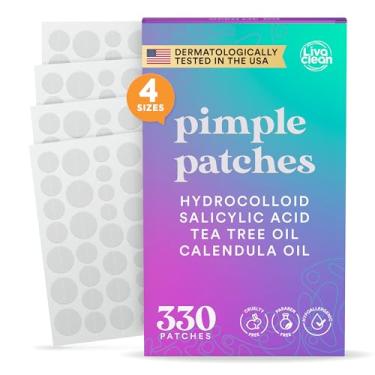 Imagem de LivaClean 330 Ct Pimple Patches Para O Rosto Com Ácido Salicílico, Óleo Da Árvore Do Chá E Óleo De Calêndula - Quatro Tamanhos - Pimple Patch, Hydrocoloid Patch, Acne Patches Para O Rosto