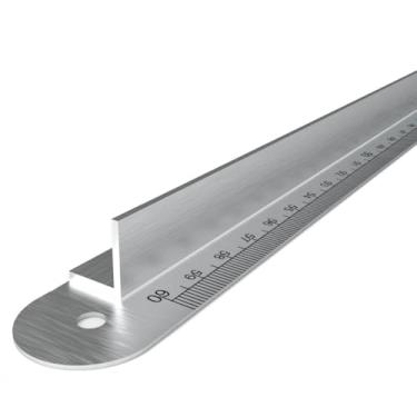 Imagem de Regua Metal Aço Inox Com Proteçao De Dedo 60cm