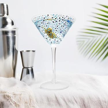 Imagem de Gökotta Conjunto de 2 copos de Martini | Vidro de cristal com design pontilhado azul exclusivo | Copos para coquetéis