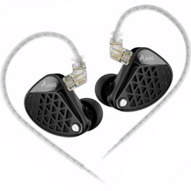 Imagem de Fones de ouvido profissionais HiFi KZ AM16 – Fones de ouvido intra-auriculares com armadura balanceada de 8 unidades com graves potentes e fones de ouvido de alta fidelidade, cabo substituíveis (sem