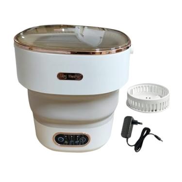 Imagem de Bothyi Máquina de lavar roupa íntima pequena, fácil de transportar, dobrável, com capacidade de 13 litros, para apartamento, dormitório, Bege