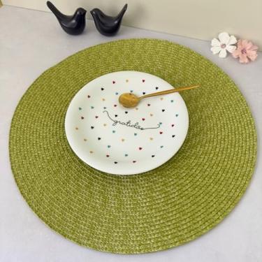 Imagem de Kit 8 Lugares Jogo Americano Redondo Descanso Prato Sousplat De Mesa Posta Jantar (Verde Pistache)