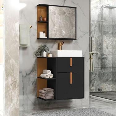 Imagem de Kit Armário Organizador Gabinete Para Banheiro Com Espelheira E Cuba 2