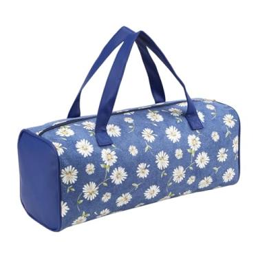 Imagem de shamjina Organizador de armazenamento de fios, portátil, para viagem, para transporte de tecido Oxford, organizador de lã para tricô, novelos de fios, agulhas, Margarida Azul