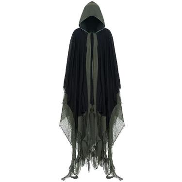 Imagem de Geyoga Halloween Grim Reaper Costume Halloween Scary Cloak Witch Costume Hooded Cape for Adult Cosplay Props(Dark Green,XXL)