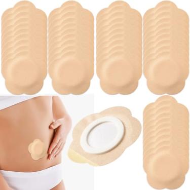 Imagem de Hzopcw Pacote de 50 peças de óleo de rícino, adesivos descartáveis de óleo de rícino de algodão orgânico para umbigo, adesivos autoadesivos altamente absorventes para homens e mulheres - cor da pele