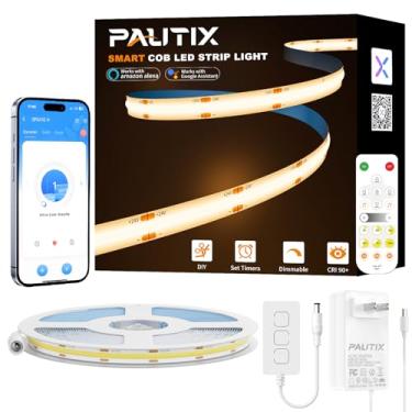 Imagem de PAUTIX Fita De Led Cob De 6,1 M/20 Pés, Compatível Com Alexa/Google Assistente, 4800 Leds, Branco Quente, 3000 K, Cri93+, Superbrilhante, Alto Lúmen, Fita De Led Flexível De 24 V Regulável, Para Il