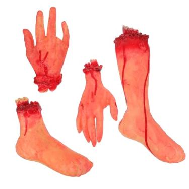 Imagem de DECHOUS 4pcs Halloween Scary Decoration Props Realistic Severed for Haunted House Pranks Includes Bloody Fake Body Parts for Zombie Party Supplies