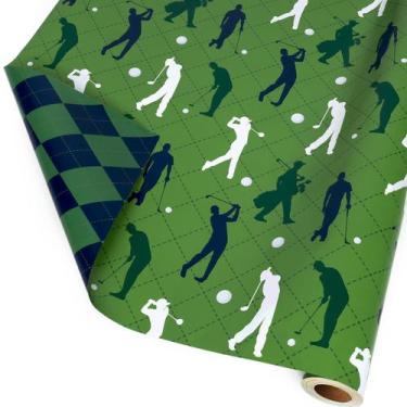 Imagem de Papel de embrulho LaRibbons Golf Reversible Green 47 pés quadrados
