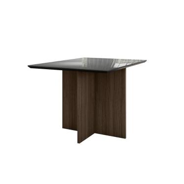 Imagem de Mesa De Jantar 4 Lugares 1,20m Tampo Com Vidro Veneza Amendoa Grafite