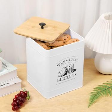 Imagem de Pote de biscoito com tampa hermética lata de biscoito grande capacidade para balcão de cozinha decorativo