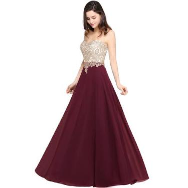 Imagem de Vestido de dama de honra BABYONLINE D.R.E.S.S. Chiffon Lace Burgundy