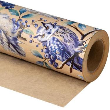 Imagem de Papel de Regalo Navidad con Búhos en Papel Kraft WRAPAHOLIC 43x10 m