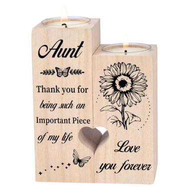 Imagem de Portavelas de Madera con Impresión Doble de Arroyo y Río - CREEK BROOK