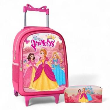 Imagem de Mochila Infantil Escolar Rodinha Menina + Estojo - Pikuka, Princess, R