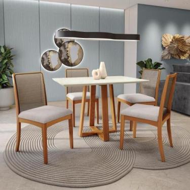 Imagem de Conjunto Sala De Jantar Madeira Maciça 4 Cadeiras Kappesberg off white