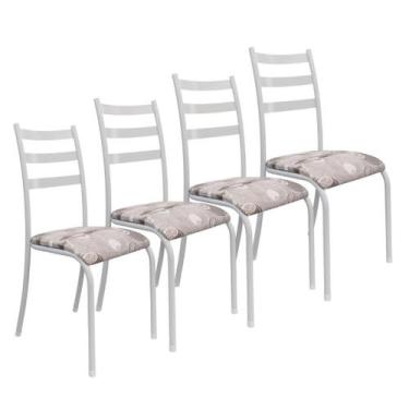 Imagem de Conjunto Kit 4 Cadeiras Sala Jantar Cozinha Almofadada Metal - Madlar 