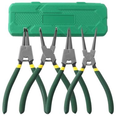 Imagem de Conjunto de alicates de anel de pressão com clipe C, kit de alicate pequeno de 4 peças com caixa de armazenamento - clipe C interno/externo de 18 cm com parte superior de alicate de 0,2 cm, kit de