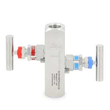 Imagem de VALVENTO Coletor de 2 válvulas de aço inoxidável 316 distribuidor de gás de alta pressão bidirecional para manômetros de pressão e transmissores de pressão da Rosemount, Siemens, Honeywell, E+H.