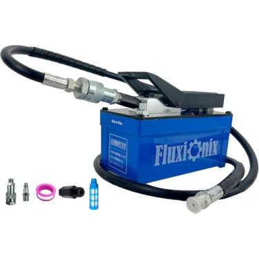 Imagem de Bomba hidráulica de ar 10.000 PSI, reservatório de 1,7 L, entrada NPT 1/10.2 cm, saída de óleo NPT 3/20.3 cm, bomba hidráulica de ar bomba de pé hidráulica com tubo de 2 metros, azul