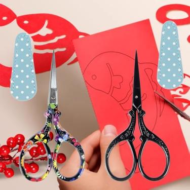 Imagem de 2 tesouras pequenas de 9 cm de aço inoxidável, tesouras afiadas de costura, artesanato, ferramentas de bricolagem, com estojo para bordado, costura, artesanato, projetos de bricolage, álbuns de