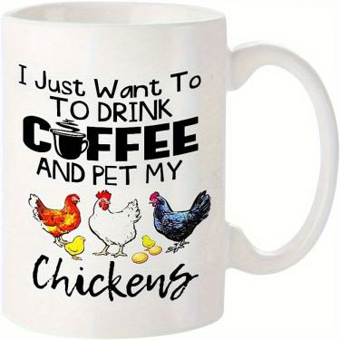 Imagem de Caneca de cerâmica Eu só quero beber café e acariciar minhas galinhas 350ml