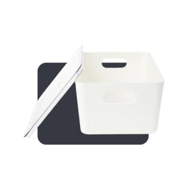 Imagem de Caixa Organizadora Branca 4L Com Tampa Acrílica Kit 2 Oferta - Hel