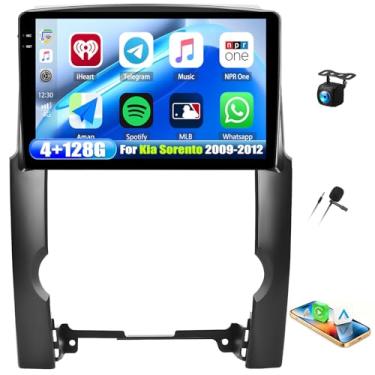 Imagem de [4 + 128 GB] Rádio estéreo para carro Android 15 para Kia Sorento 2009 2010 2011 2012 com tela de rádio veicular sem fio CarPlay Android com tela de 10,1 polegadas com Bluetooth GPS WiFi FM/RDS DSP EQ