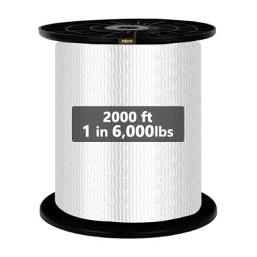 Imagem de Fita Mule de 2,721 kg 609,6 m x 2,5 cm de poliéster para trabalho de conduíte de fios e cabos Funções variáveis Fita de tração resistente Corda plana para puxar/carregar/embalar sob qualquer condição