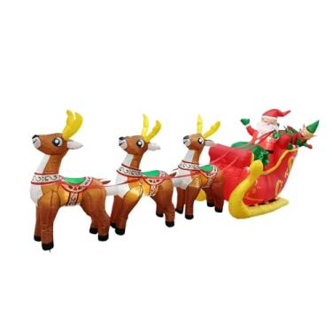 Imagem de Baoblaze Papai Noel inflável de Natal com iluminação LED embutida, decoração festiva para jardim ou