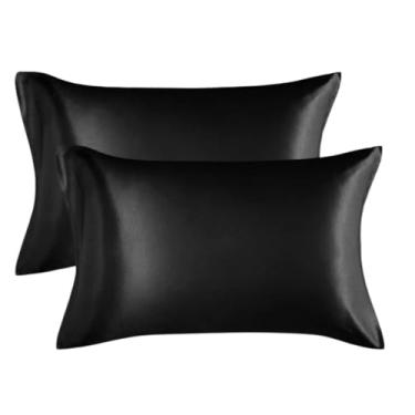 Imagem de Kit 02 Fronhas de Cetim Antifrizz 50x70 (PRETO)