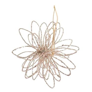 Imagem de Esquirla Enfeite de Natal para pendurar na árvore, decoração natalina com glitter, enfeite decorativo para festas, pingente natalino para pendurar na árvore, Flor de Champanhe