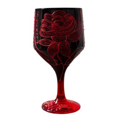 Imagem de Taça Pomba Gira Preta Rosa Vermelha Buffet Cristal 300Ml - Meta Atacad