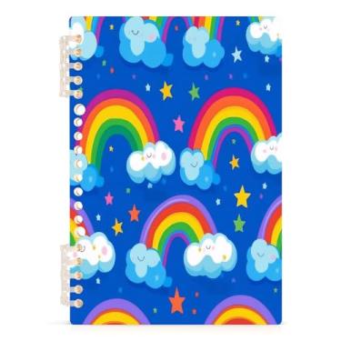 Imagem de Burbuja Caderno de desenho animado arco-íris, papel pautado universitário A5 com 60 folhas, fichário para diário, escritório, 1 pacote