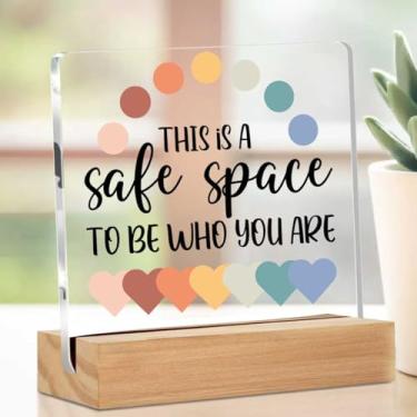 Imagem de Placa acrílica para decoração de saúde mental de escritório de terapia, placa decorativa de mesa transparente educativa com suporte, suprimentos de canto calmo, quarto, psicólogo, escritório, casa