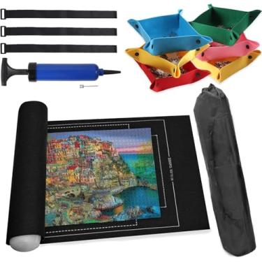 Imagem de Puzzle Matt Rollup 2000 1500 1000 Pieces Puzzle Mat Roll Up - Felt Jigsaw Puzzel Matte Rollup, Black Roll-Up Puzzles Mats Save Table Board, Frame Keeper Storage Accessories for Adults