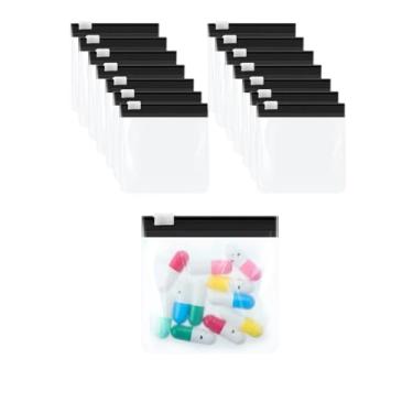 Imagem de Conjunto de 15 sacos para comprimidos – caixa organizadora de comprimidos com zíper, organizador de comprimidos de viagem, sacos ziplock reutilizáveis, organizadores de medicamentos, sacos de plástico