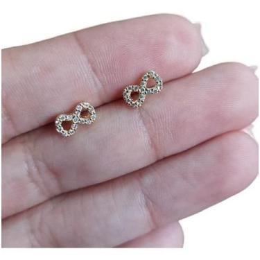 Imagem de Brinco Infantil Infinito Zirconia 2 Furo - Prateado - De Castro Joias