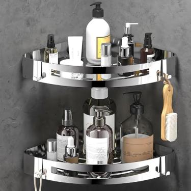Imagem de 2 Peças Prateleira Banheiro, Prata, Porta Shampoo, Suporte para Shampoo Banheiro, Acessórios para Banheiro E Cozinha com Fácil E Prática, Resistente À Umidade