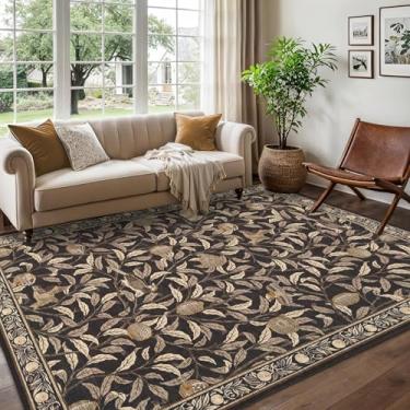 Imagem de GarveeHome Tapetes de área de 20 x 25 cm para sala de estar, tapetes de folha boho para quarto com pelo baixo macio, antiderrapante, botânico, pássaro, grande, lavável, 20 x 25 cm para sala de jantar