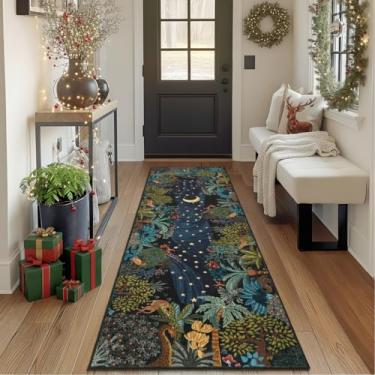 Imagem de GarveeHome Tapete de corredor de selva de 6 x 20 cm, tapete de corredor de cozinha longo verde macio antiderrapante para casa de fazenda, tapete fino resistente a manchas para banheiro ao lado