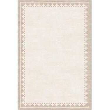 Imagem de GarveeHome Tapete lavável com borda para sala de estar, quarto, bege 25 x 33 cm