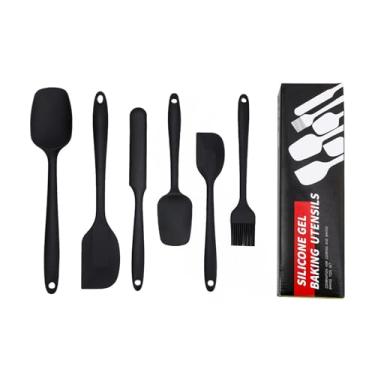 Imagem de Conjunto de espátula de silicone, espátula de borracha, alta resistência ao calor, livre de BPA, espátula de cozinha integrada sem costura utensílios de cozinha pacote com 4 peças