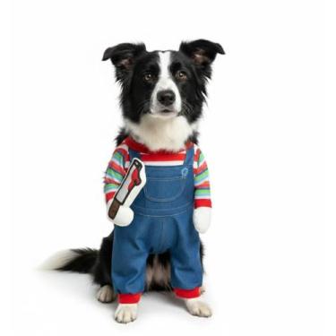 Imagem de Fantasia Chuck Roupa Roupinha Cachorro Cão Porte Grande Halloween Carn